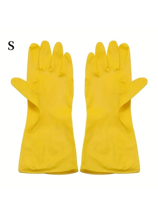 Size S 2 Pairs Thick Elastic Reusable Rubber Household Kitchen Cleaning Gloves - Image 1