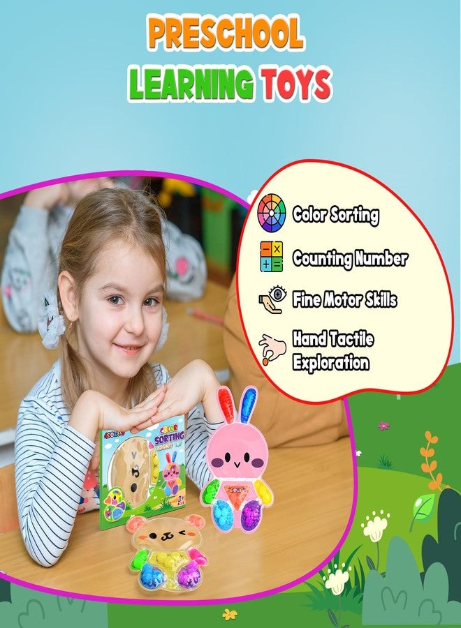 ASIOWELY 2Pcs Color Sorting Sensory Toys for Kids with Autism Toddler Toys for Airplane Travel Road Trip Preschool Montessori Toys Fine Motor Skills A Easter Basket Stuffers Gifts for Kids Boys Girls - Image 3