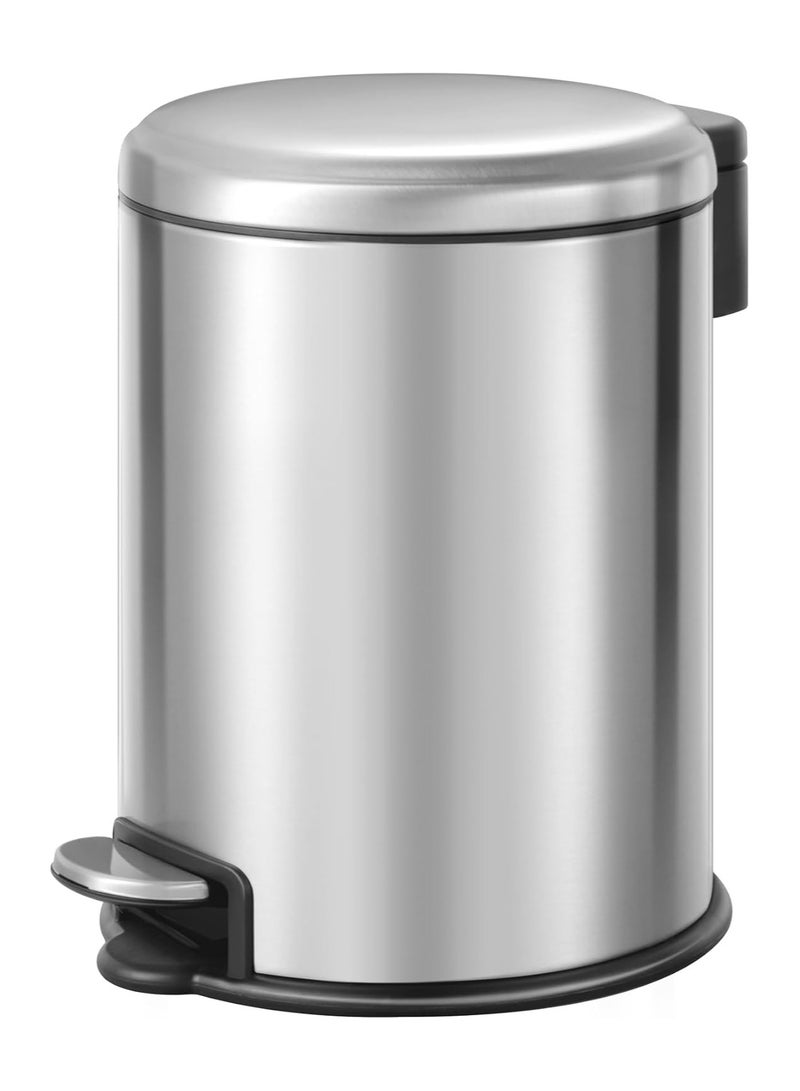 EKO 5L Pedal Bin Serene - Silver | Compact Round Step Bin with Soft-Close Lid | Fingerprint-Resistant Finish | Removable Inner Liner | Bag Stabilizer - Image 2