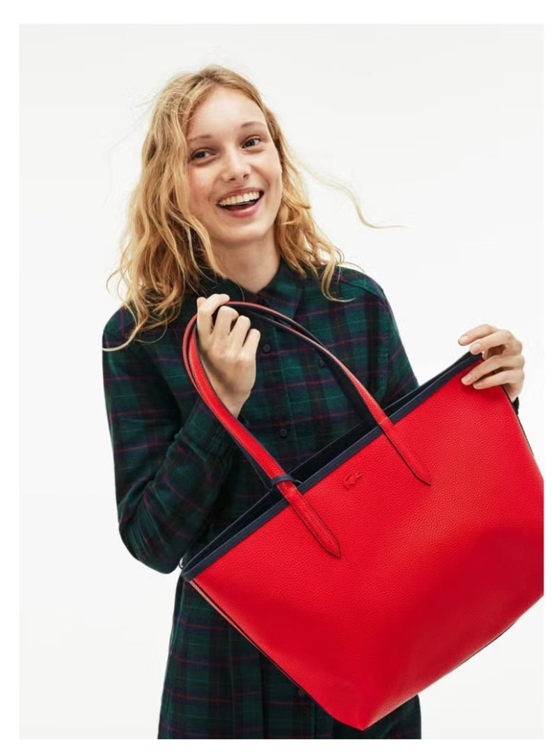 لاكوست النساء مزدوجة الجانبين لونين كبيرة السعة حقيبة اليد، عصرية متعددة الوظائف، الأزرق / الأحمر - Image 4