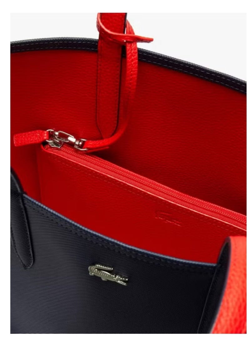 لاكوست النساء مزدوجة الجانبين لونين كبيرة السعة حقيبة اليد، عصرية متعددة الوظائف، الأزرق / الأحمر - Image 5