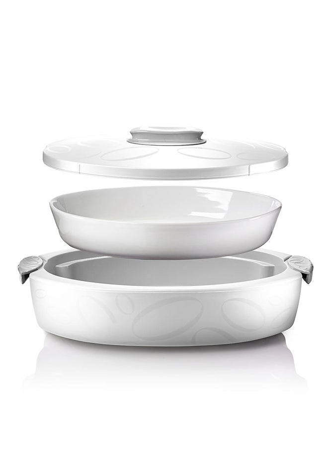 Tuttocaldo Oval Insulated Server with Ceramic Baking Dish, White - 4L