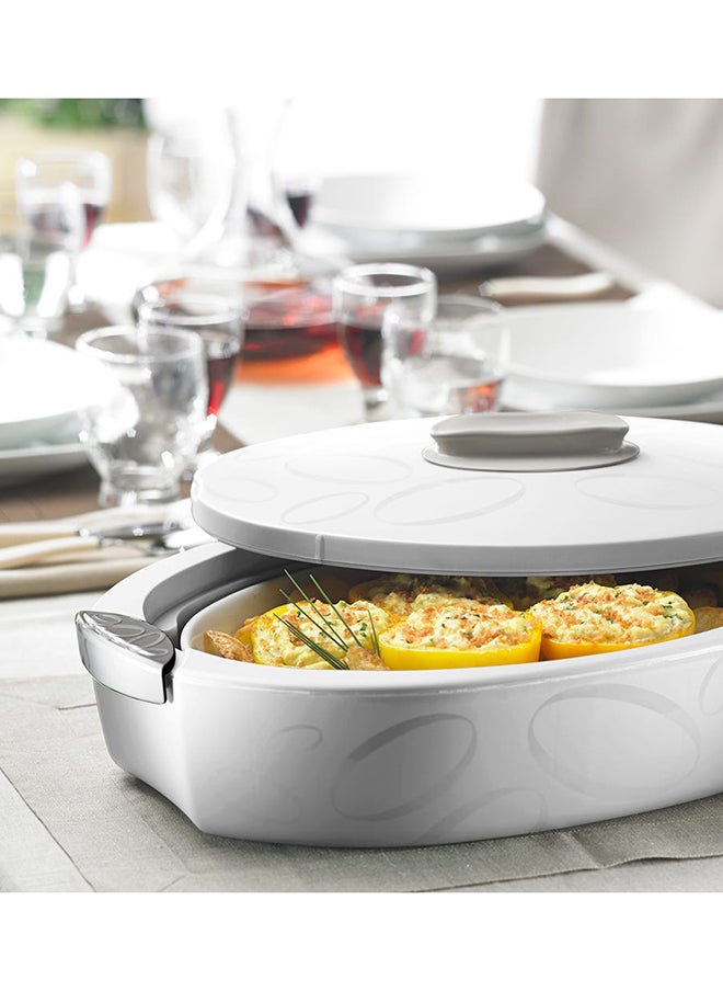 Tuttocaldo Oval Insulated Server with Ceramic Baking Dish, White - 4L