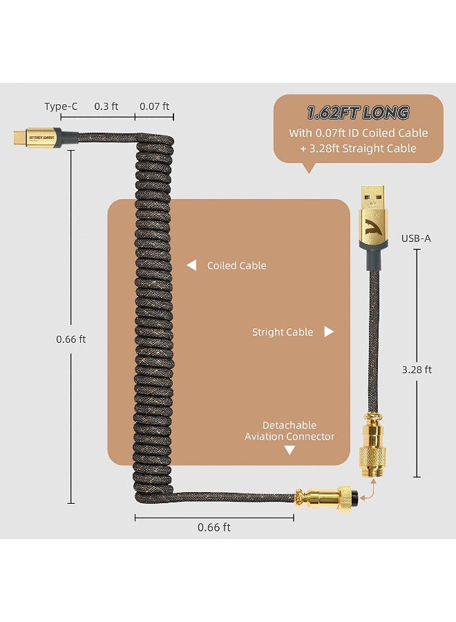 Attack Shark C03 Coiled Cable (Type-C, Gold-Plated Aviator) Black - Image 5