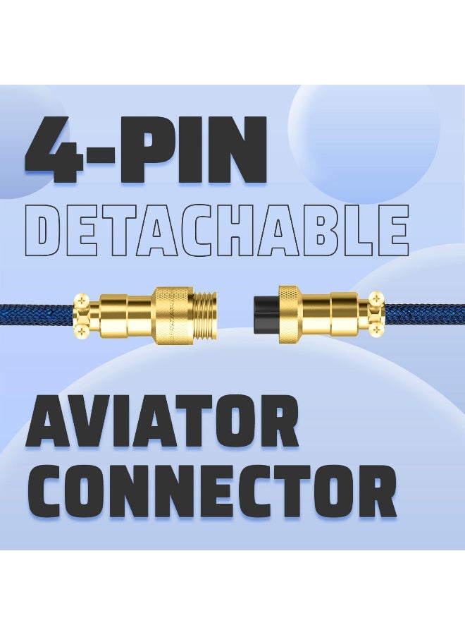 Attack Shark C03 Coiled Cable (Type-C, Gold-Plated Aviator) Black - Image 2