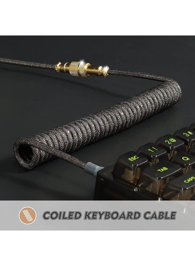 Attack Shark C03 Coiled Cable (Type-C, Gold-Plated Aviator) Black - Image 4