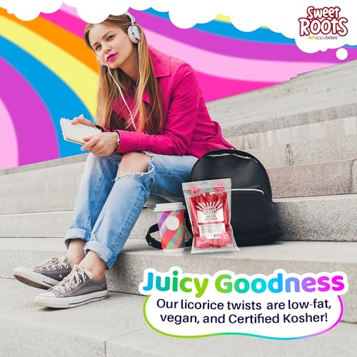 Happy Bites Sweet Roots Cherry Licorice Twists – 16 oz Jumbo Soft Licorice Sticks | Made with Real Fruit Juice | Vegan, Fat Free, Kosher | Red Gourmet Rope Candy Treats for Fruity Cherry Lovers - Image 5