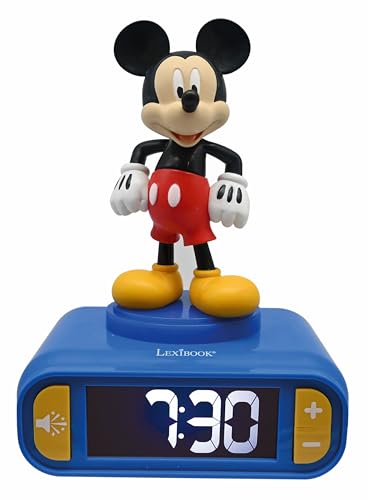 LEXiBOOK Disney Mickey Mickey Nightlight Alarm Clock Sounds and Melodies LCD Backlit Screen Luminous Snooze Blue RL800MCH - Image 1