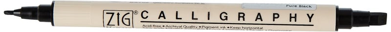 Zig Memory System Calligraphy Dual Tip Marker, Pure Black Pack of 6 (MS3400-010) - Image 1