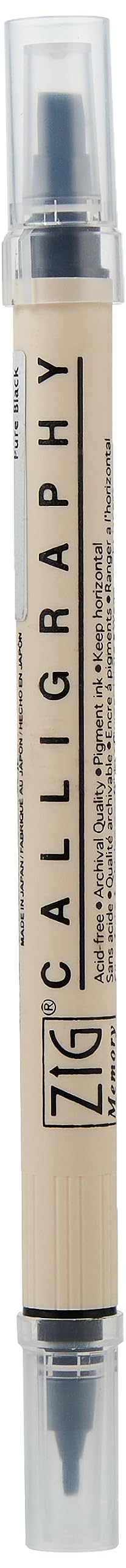 Zig Memory System Calligraphy Dual Tip Marker, Pure Black Pack of 6 (MS3400-010) - Image 3