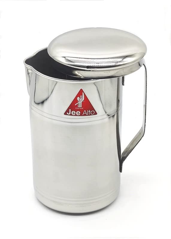 JEE ALTO Designer Stainless Steel Water Jug Pitcher with Lid for Storage Water and JuiceMirror FinishStrong and Sturdy Size 6 1600 ml - Image 1