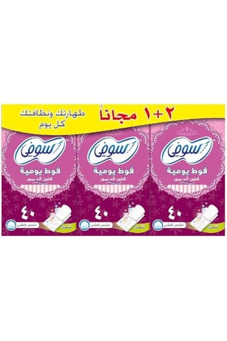 سوفي كلين وبير فوط يومية رقيقة برائحة منعشة، 3 × 40