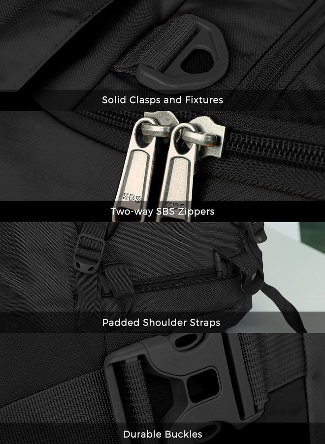 أوبون حقيبة سفر أوبون 65 لتر مقاومة للماء مع أحزمة قابلة للتعديل (أسود، 65 لتر) - Image 5