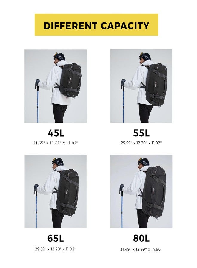 أوبون حقيبة سفر أوبون 65 لتر مقاومة للماء مع أحزمة قابلة للتعديل (أسود، 65 لتر) - Image 2