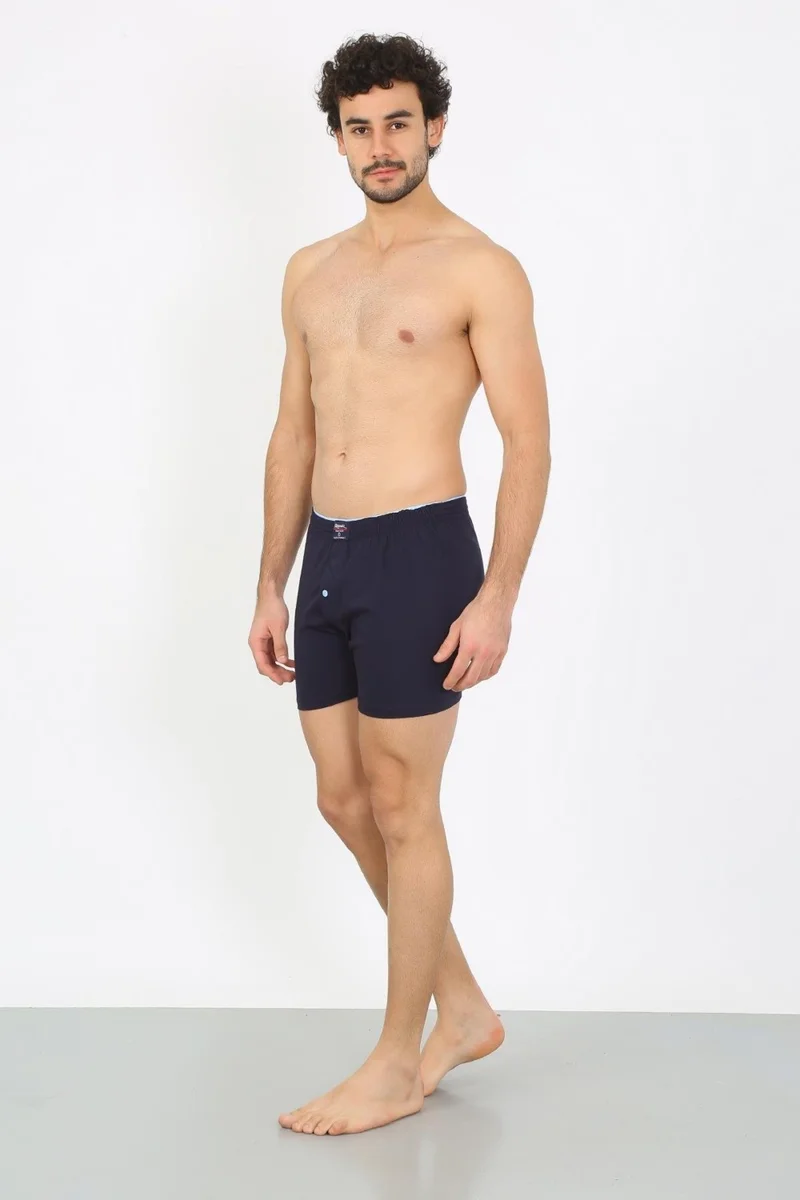 اكبينيز Men's Combed Cotton Boxer Navy Blue 40091