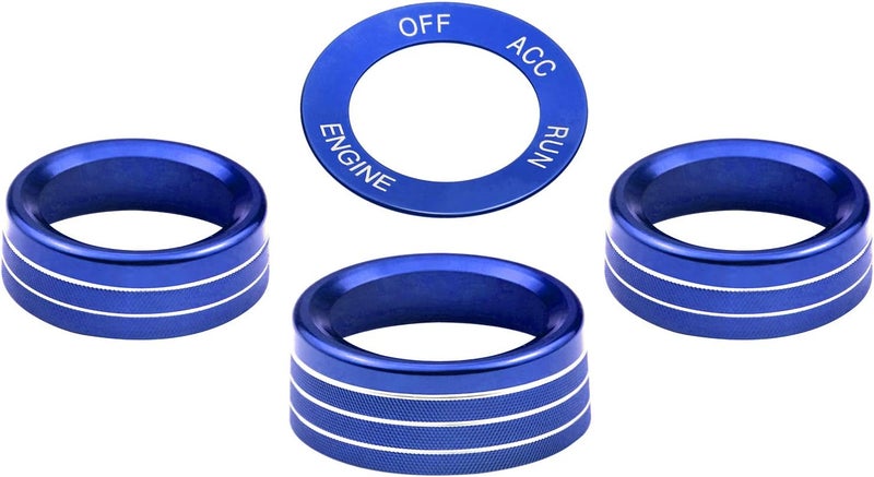 Kujunpao for Challeger Air Conditioner Turn Signal Light Climate Volume Auto Center Console Knob Ring Compatible with Dodge Challenger/Charger/Chrysler Stop Start Button Sticker 2015-2019 (Blue) - Image 4