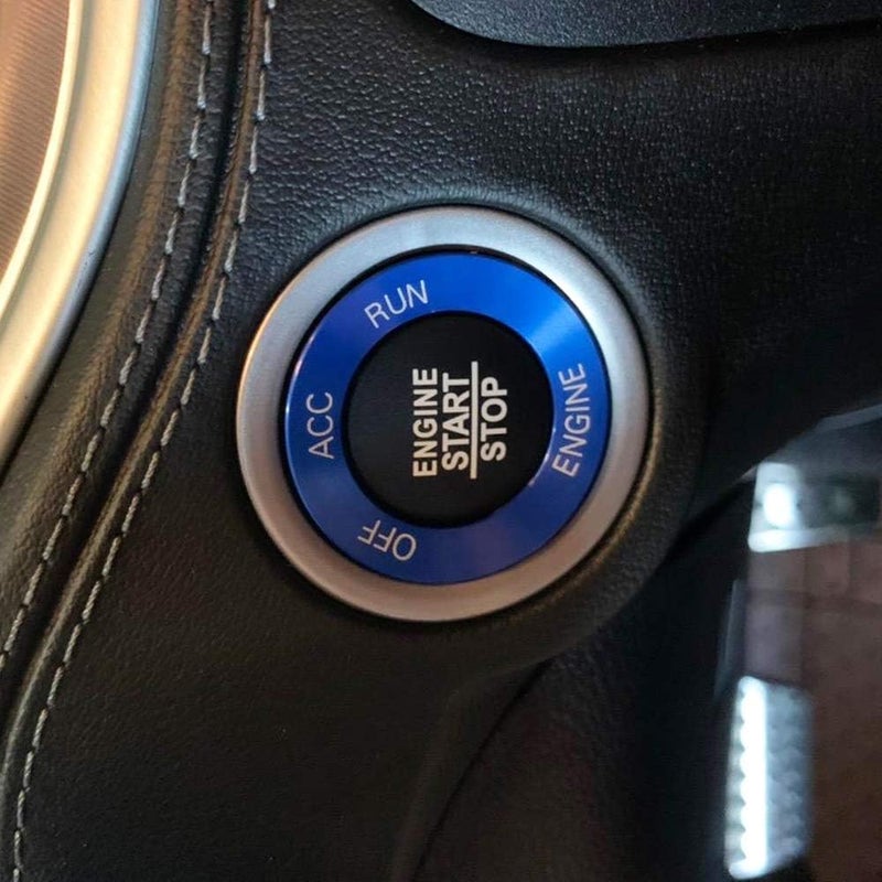 Kujunpao for Challeger Air Conditioner Turn Signal Light Climate Volume Auto Center Console Knob Ring Compatible with Dodge Challenger/Charger/Chrysler Stop Start Button Sticker 2015-2019 (Blue) - Image 5