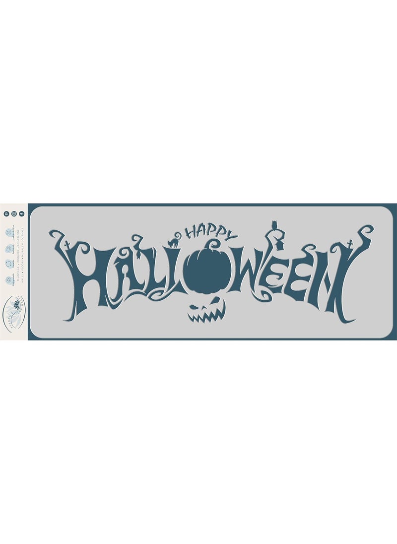 Usnyabni - Stencils for Walls: Happy Halloween Stencil, 14 x 4.5 inch (M) - Scary Halloween Yard Sign Stencils for Painting Template - Image 1