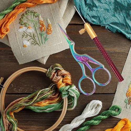 Haomian Tambour Hook with 3 Needles, Beginner's Embroidery Kit with Scissors, Embroidery Beading Tools for DIY Sewing - Image 5