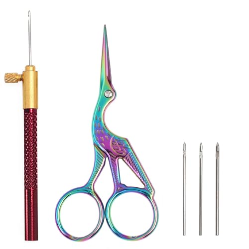Haomian Tambour Hook with 3 Needles, Beginner's Embroidery Kit with Scissors, Embroidery Beading Tools for DIY Sewing - Image 1