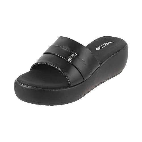 Metro Women Black Wedge Heel Fashion Slip-on Sandal UK/4 EU/37 (34-176) - Image 1