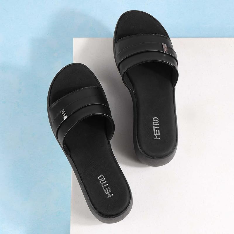 Metro Women Black Wedge Heel Fashion Slip-on Sandal UK/4 EU/37 (34-176) - Image 2