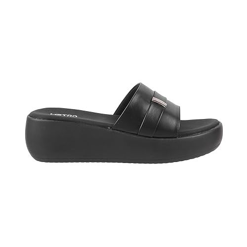 Metro Women Black Wedge Heel Fashion Slip-on Sandal UK/4 EU/37 (34-176) - Image 3