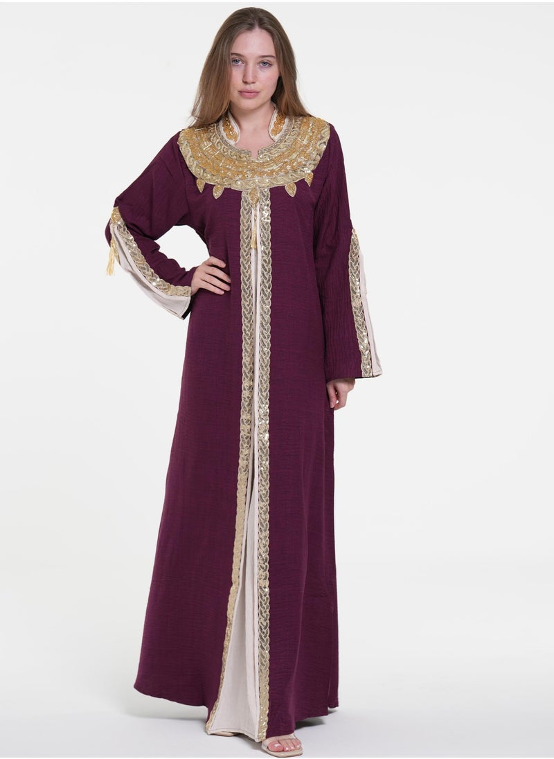 البنت الشرقية - جلابية نسائية   مطرزة على الصدر - Image 1