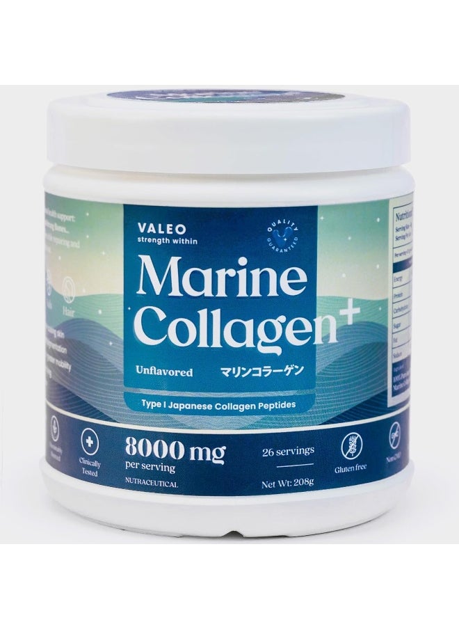 VALEO - Marine Collagen Japanese Collagen Peptides Unflavored 208 Gm, 8 G Per Serving - Image 1
