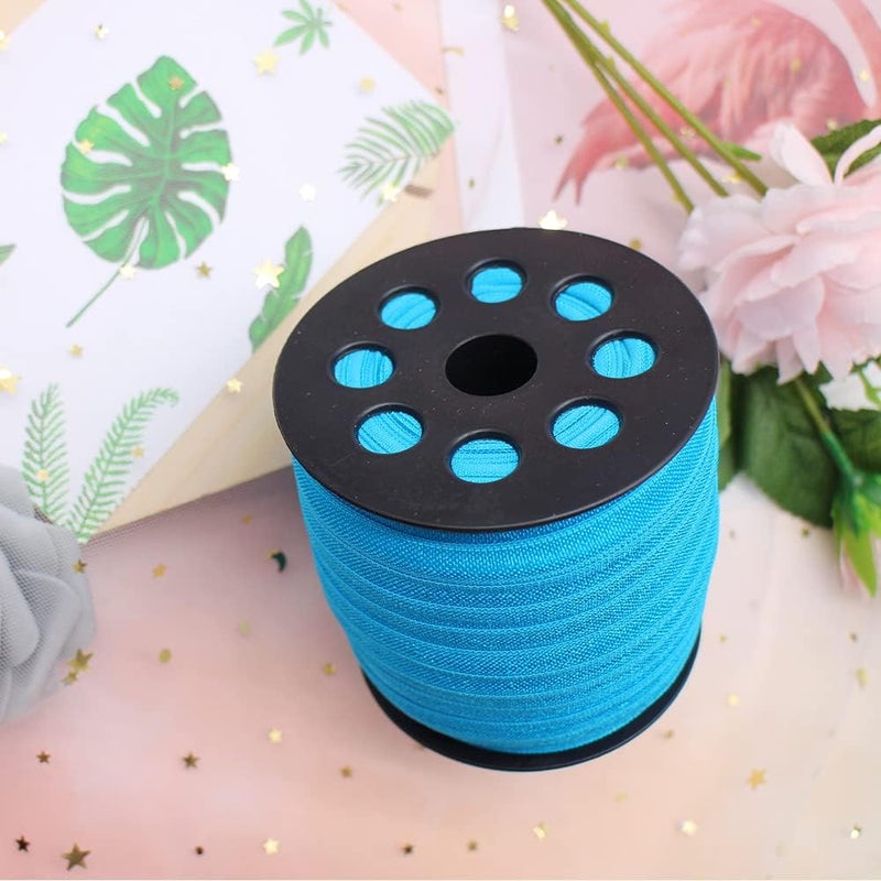 JESEP Lake Blue Fold Over Elastic 5/8 inch 15mm Elastic Bands for Sewing 40 Yards Wide Elastic Headbands Stretchy Ribbon for Crafts-Elastic Straps Trim for Girls Hair Ties-Bow-DIY Projects-Clothes - Image 3