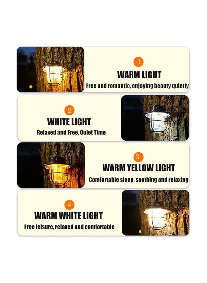 erorex Camping Lantern Hanging Rope Outdoor Type-C Rechargeable Portable Pendant Light with 4 Modes Adjustable Retro Electric Light, Suitable for Outdoor Camping, Hiking, Emergency, and Fishing  - Image 3