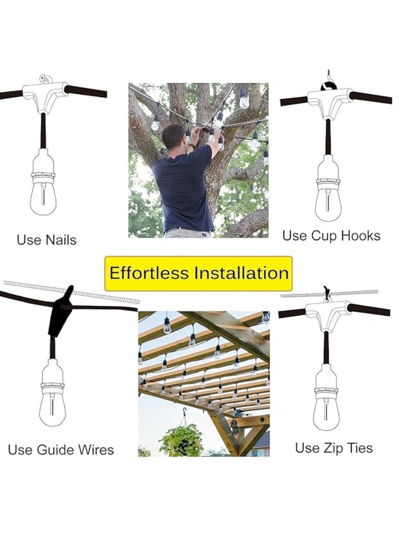 Yuwell Outdoor Waterproof IP65 Led String Lights E27 Holder 20 Meter Bulb Holder Wire With 40 Bulbs 4W ST64 Clear With EU Plug Solar Bulb Holder For Ramadan Decoration Lights And Outdoor Decoration Light Hanging Light String Wire Ramadan Light For Commercial Patio Garden & Porch Yard - Image 2