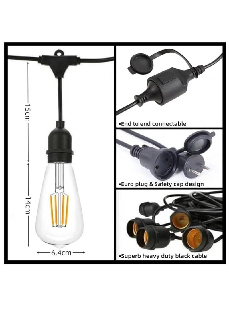 Yuwell Outdoor Waterproof IP65 Led String Lights E27 Holder 20 Meter Bulb Holder Wire With 40 Bulbs 4W ST64 Clear With EU Plug Solar Bulb Holder For Ramadan Decoration Lights And Outdoor Decoration Light Hanging Light String Wire Ramadan Light For Commercial Patio Garden & Porch Yard - Image 5
