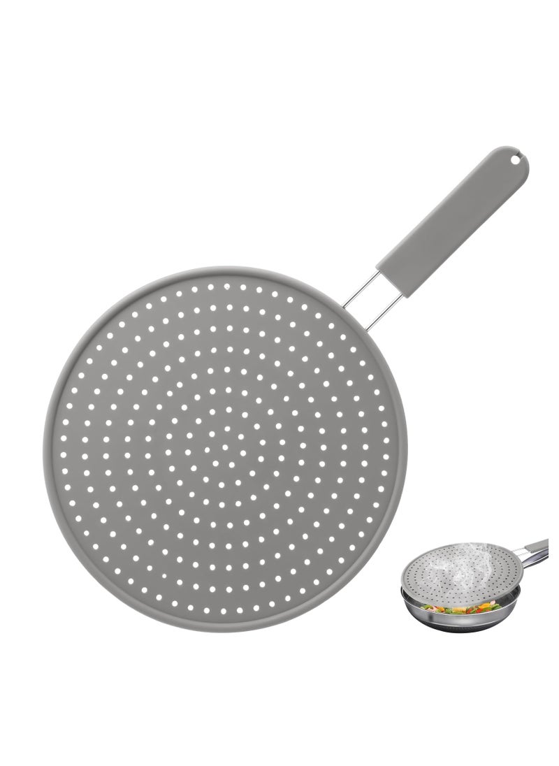 KASTWAVE Splash Guard for Frying Pan, 11 Inch Silicone Grease Splatter Screen for Frying Pan Stove Top, Heat Resistant Multi-Use Frying Pan Splash Guard to Stop Hot Oil Splatter (Grey)  - Image 1