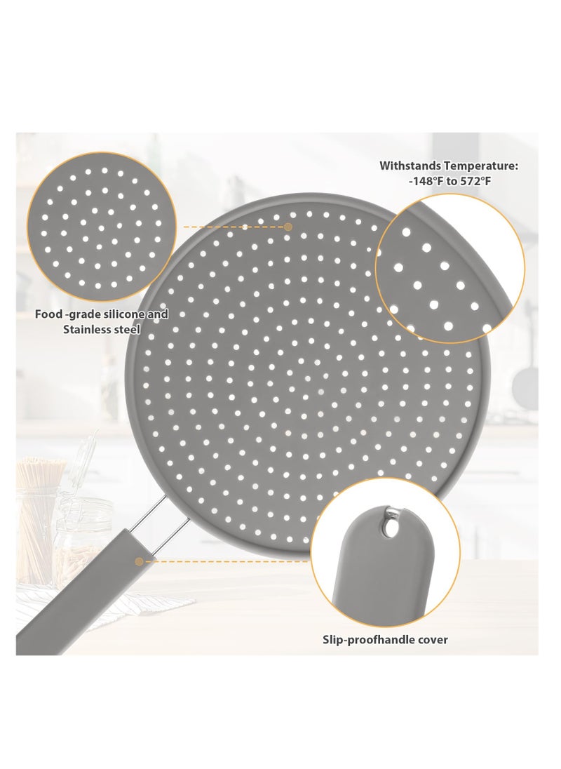 KASTWAVE Splash Guard for Frying Pan, 11 Inch Silicone Grease Splatter Screen for Frying Pan Stove Top, Heat Resistant Multi-Use Frying Pan Splash Guard to Stop Hot Oil Splatter (Grey)  - Image 2