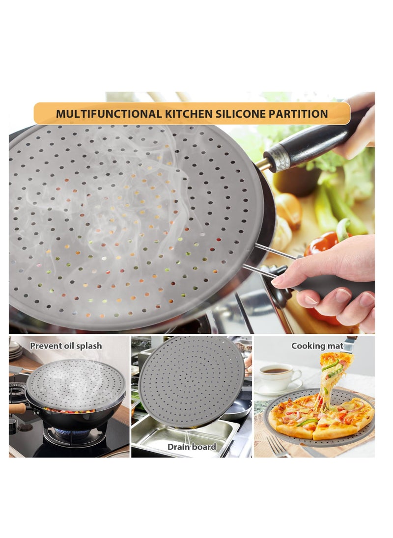 KASTWAVE Splash Guard for Frying Pan, 11 Inch Silicone Grease Splatter Screen for Frying Pan Stove Top, Heat Resistant Multi-Use Frying Pan Splash Guard to Stop Hot Oil Splatter (Grey)  - Image 4