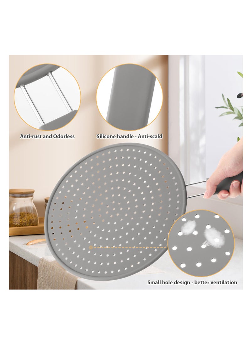 KASTWAVE Splash Guard for Frying Pan, 11 Inch Silicone Grease Splatter Screen for Frying Pan Stove Top, Heat Resistant Multi-Use Frying Pan Splash Guard to Stop Hot Oil Splatter (Grey)  - Image 3