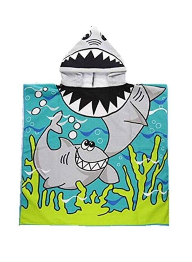 Shark Printed Poncho Towel With Hood  - Image 1