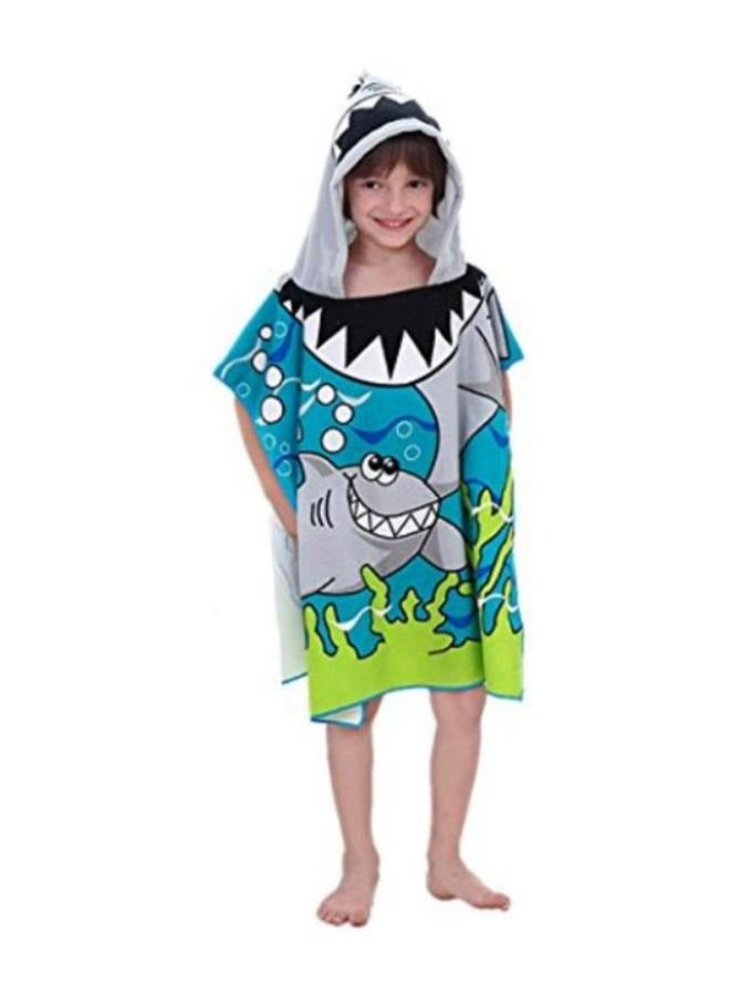 Shark Printed Poncho Towel With Hood  - Image 2