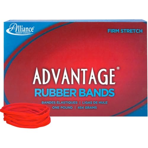 Alliance Rubber 96325 Advantage Rubber Bands Size #32, 1 lb Box Contains Approx. 700 Bands (3" x 1/8", Red) - Image 1