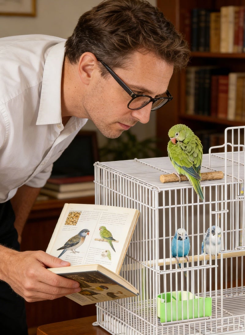 Kidle Portable Bird Cage Metal Parrot Cage Pigeon Cage with Feeding Bowls for 1-3 Birds - Image 3