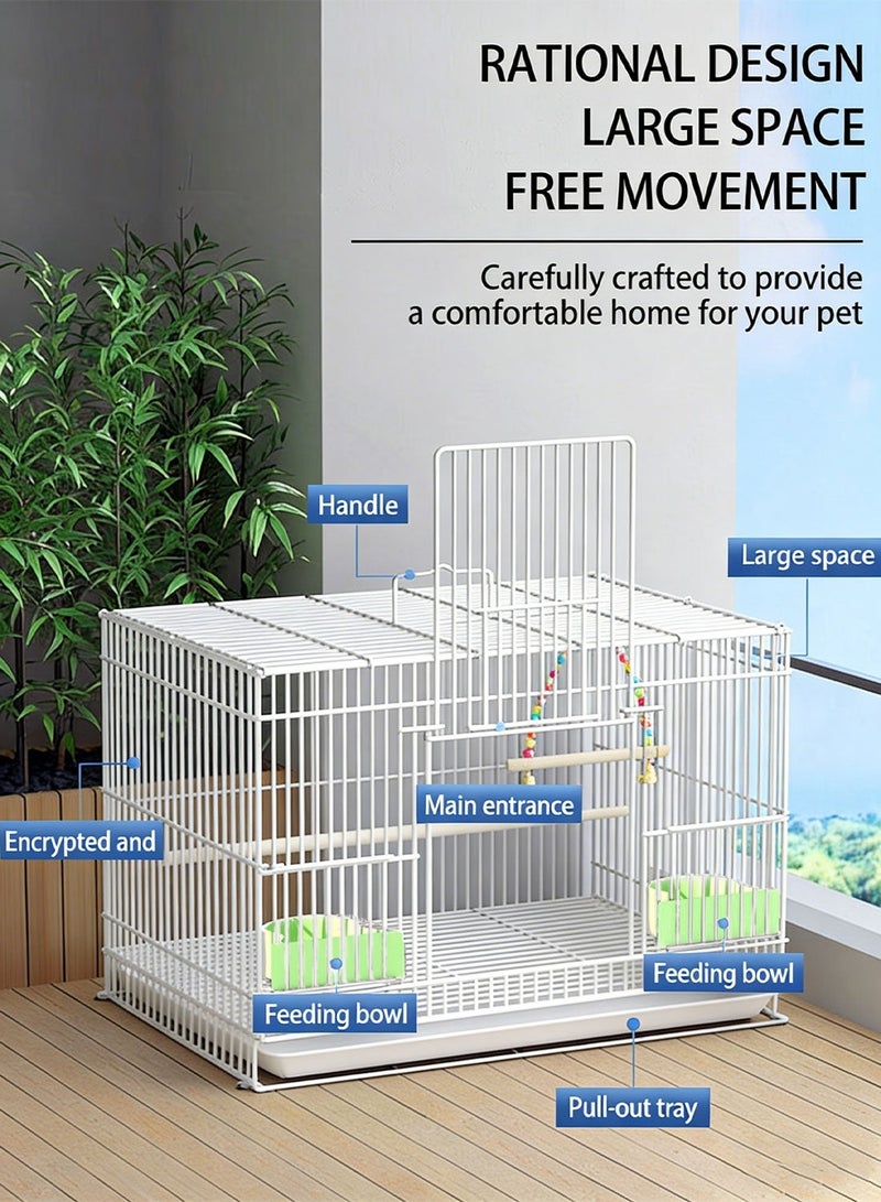 Kidle Portable Bird Cage Metal Parrot Cage Pigeon Cage with Feeding Bowls for 1-3 Birds - Image 5