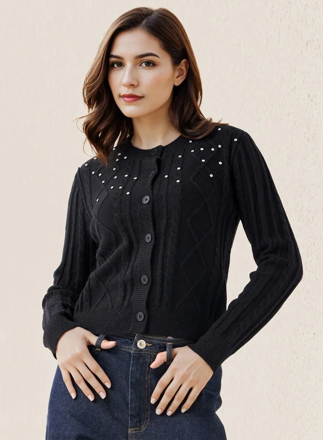 Lee Cooper Lee Cooper Regular Fit Cardigan with Embellishment Cotton