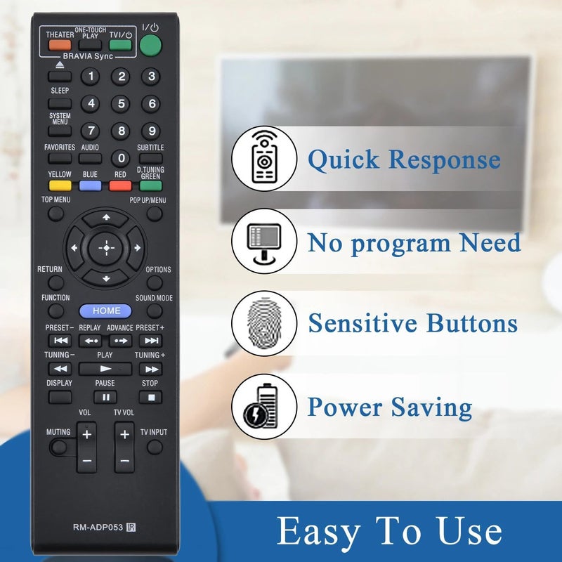 LOMCA Universal Replacement Remote Control for Sony BDV-E570 HBD-E770W BDV-E770W BDV-E370 BDV-E870 BDV-E470 BDV-T57 BDV-T58 BDV-T37 BDV-T77 BDV-E980 RM-ADP057 Blu-ray Disc Player - Image 1