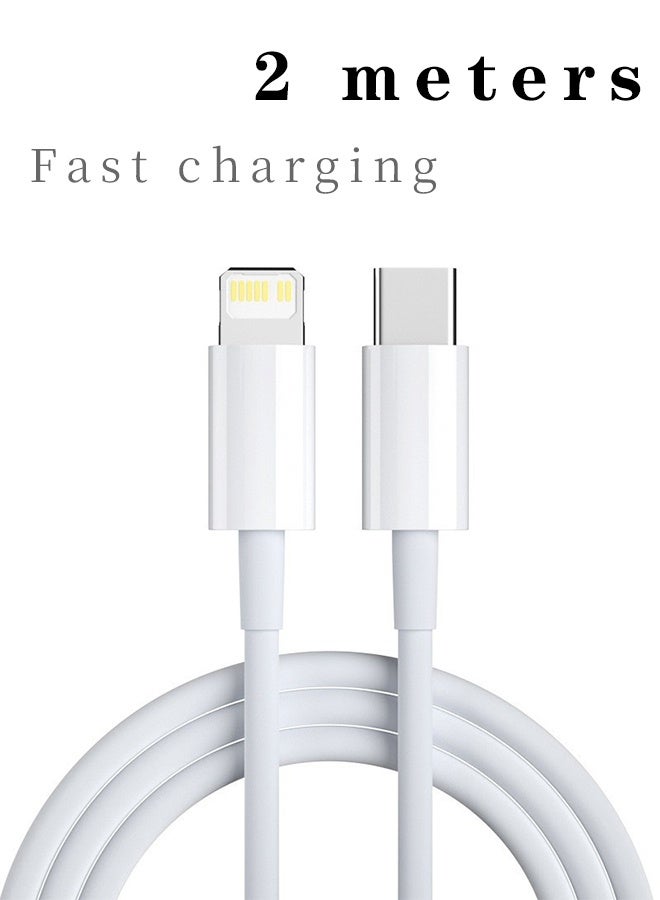 MANBO 2M White USB-C to Lightning Cable - Fast Charging Data Sync Cord - Image 2