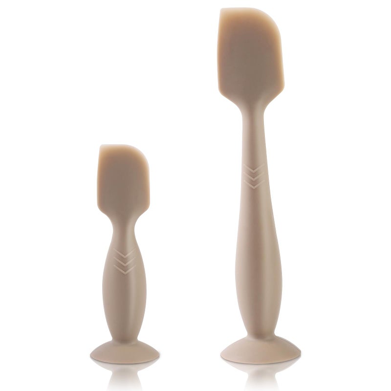 LOTBILL Diaper Cream Spatula, 2 Pack Butt Spatula Baby, Full-Size + Mini Silicone Diaper Cream Applicator for Babies, Newborn Baby Necessities (Brown) - Image 1