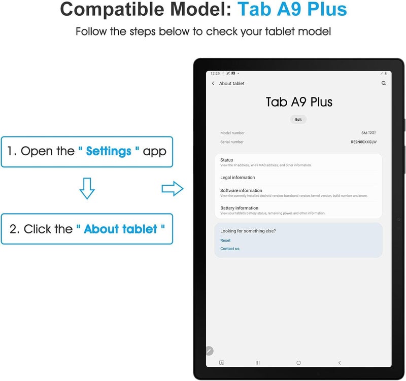 Vertus حماية شاشة زجاجية مقسّاة ® متميزة لجهاز سامسونج تاب A9 بلس / A9+ (SM-X210/X216) بحجم 11 بوصة مع طلاء مضاد للخدوش والبقع - Image 3