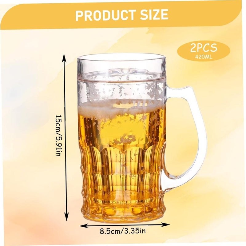 جليفار كوب بيرة مزيف – كأس مزدوج الطبقة 450 مل – أكواب متينة وقابلة لإعادة الاستخدام للبيرة والمشروبات للحفلات والمنزل - Image 4