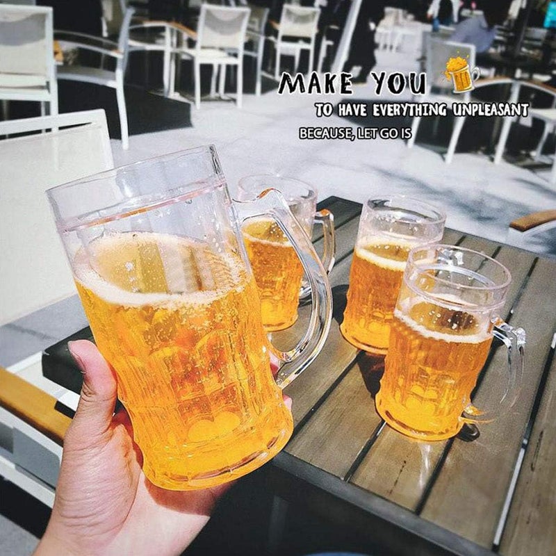 جليفار كوب بيرة مزيف – كأس مزدوج الطبقة 450 مل – أكواب متينة وقابلة لإعادة الاستخدام للبيرة والمشروبات للحفلات والمنزل - Image 2