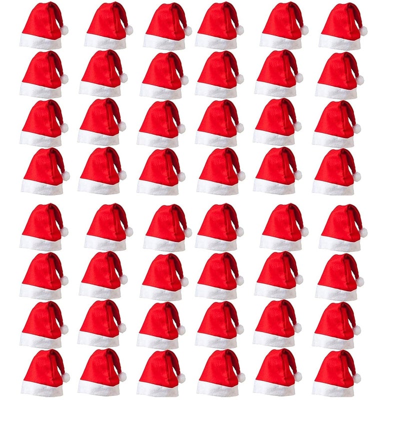 Evisha 48 Pcs Christmas Caps Santa Caps Charistmas caps For Tree Decoration XMass Caps Hats Santa Caps Santa Claus Caps